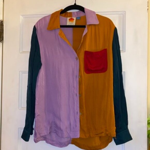 Farm Rio Colorblock Button-Down Blouse - Picture 4 of 5